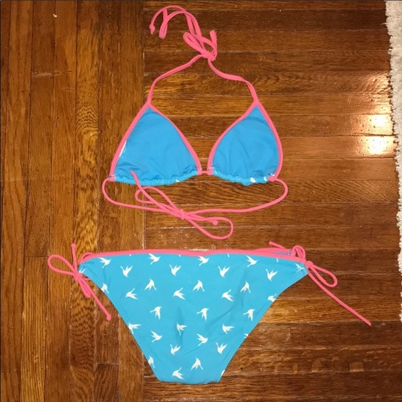 Kirra Bikini Pink & Blue Size Small Top Bottom S M - Picture 3 of 5